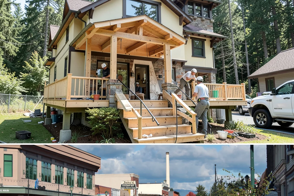 Picture Window Installation in Monroe, Snohomish County, WA - Large fixed units are easiest to set and seal during calm, dry weather, though we protect the opening in any conditions.