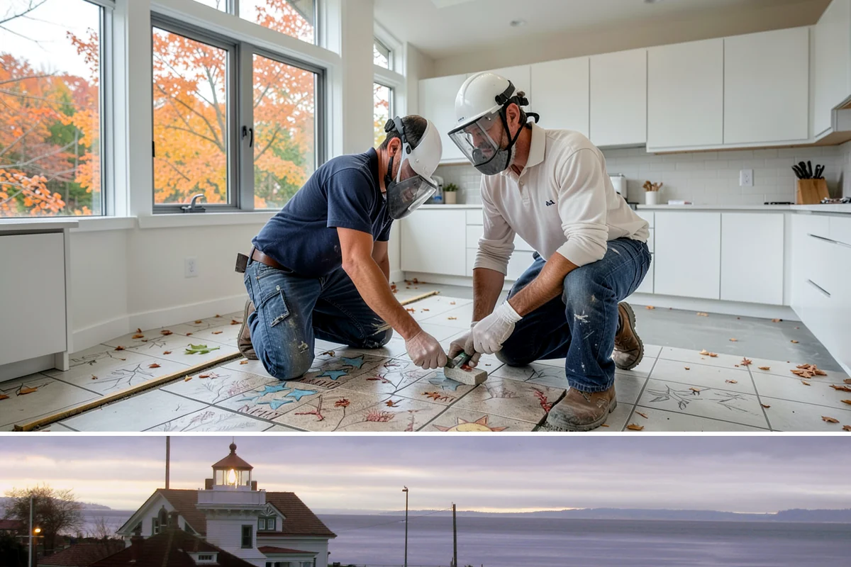 Picture Window Installation in Mukilteo, Snohomish County, WA - Large fixed units are easiest to set and seal during calm, dry weather, though we protect the opening in any conditions.