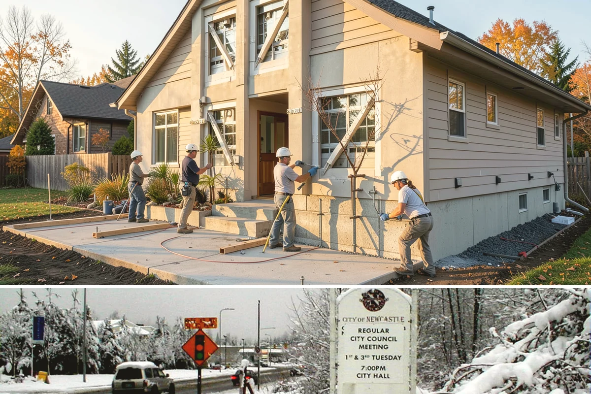 Picture Window Installation in Newcastle, King County, WA - Large fixed units are easiest to set and seal during calm, dry weather, though we protect the opening in any conditions.