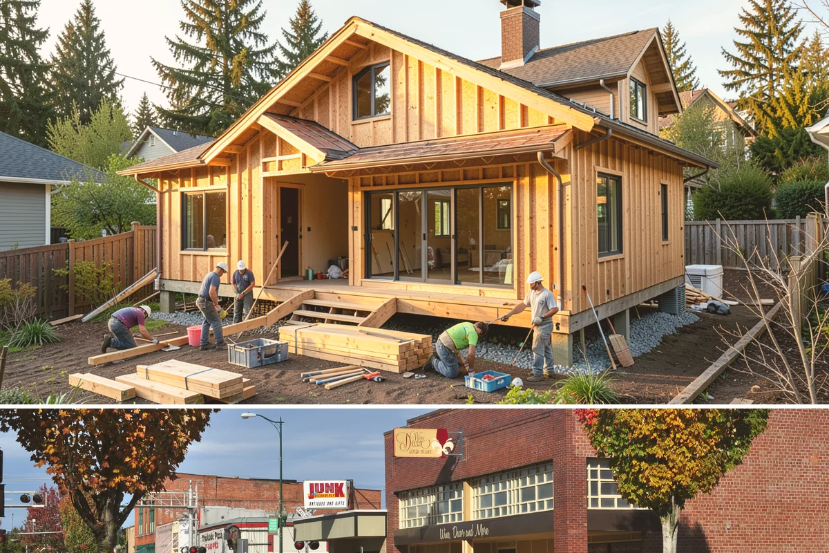 Picture Window Installation in Puyallup, Pierce County, WA - Large fixed units are easiest to set and seal during calm, dry weather, though we protect the opening in any conditions.