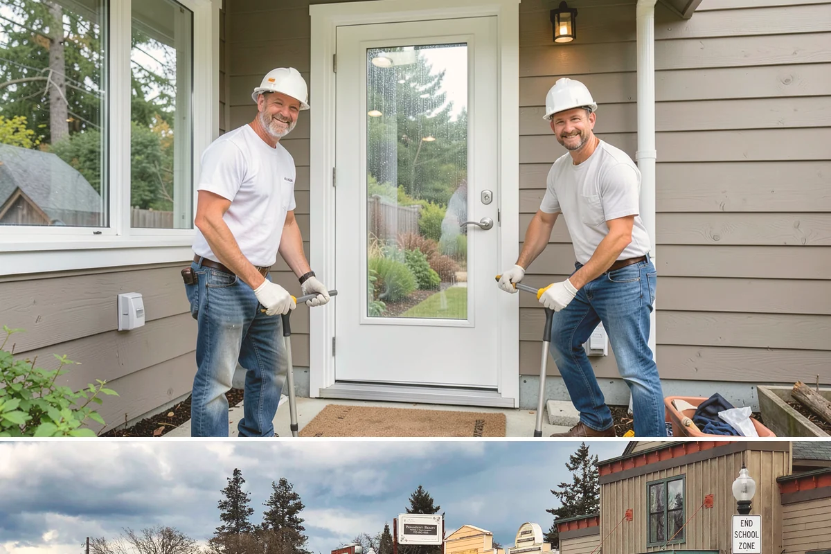 Picture Window Installation in Roy, Pierce County, WA - Large fixed units are easiest to set and seal during calm, dry weather, though we protect the opening in any conditions.