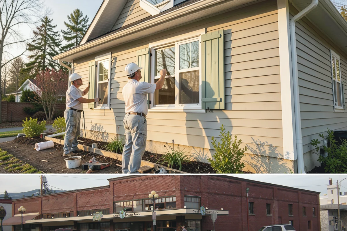 Picture Window Installation in Sedro-Woolley, Skagit County, WA - Large fixed units are easiest to set and seal during calm, dry weather, though we protect the opening in any conditions.