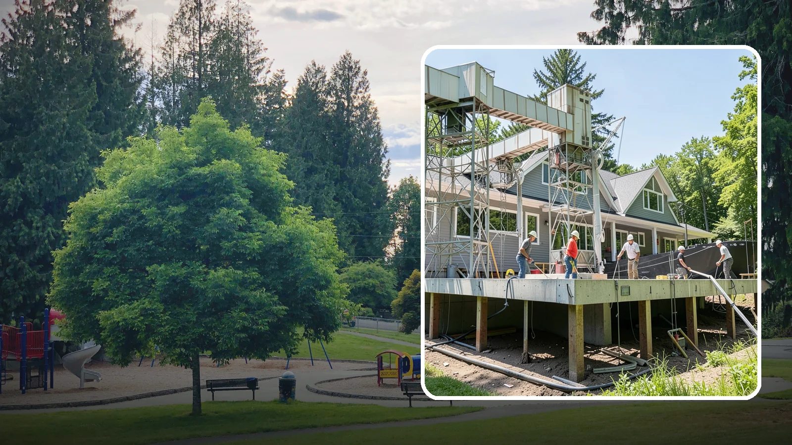 Pier and Beam Foundation in Bonney Lake, Pierce County, WA - We build pier-and-beam foundations that support the home on posts and beams over an accessible, ventilated crawlspace.