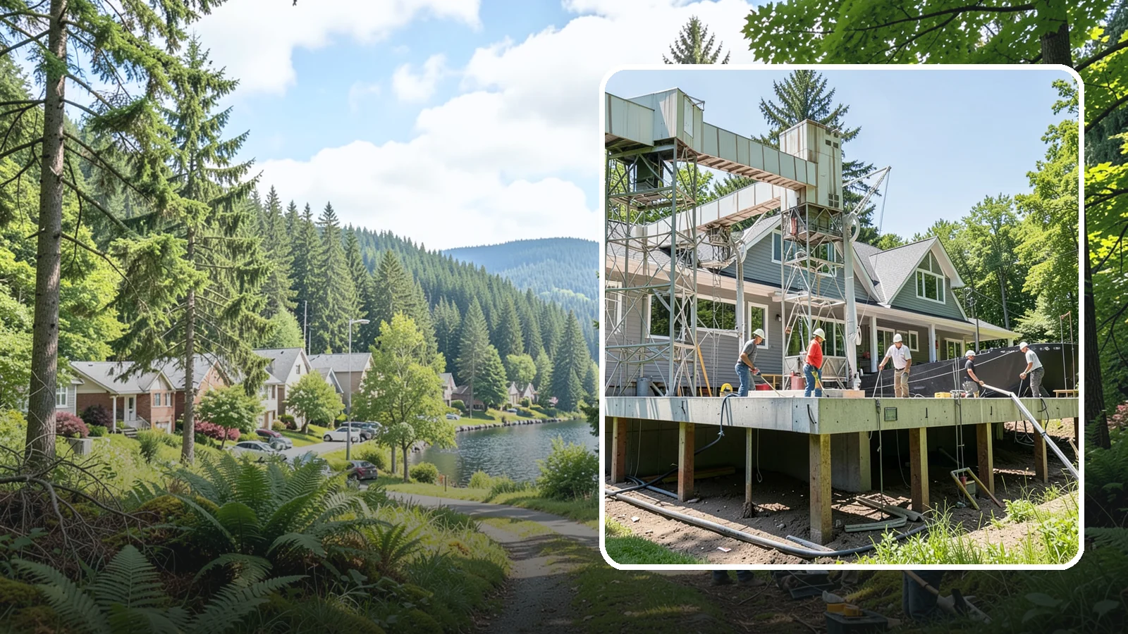 Pier and Beam Foundation in Lake Forest Park, King County, WA - We build pier-and-beam foundations that support the home on posts and beams over an accessible, ventilated crawlspace.