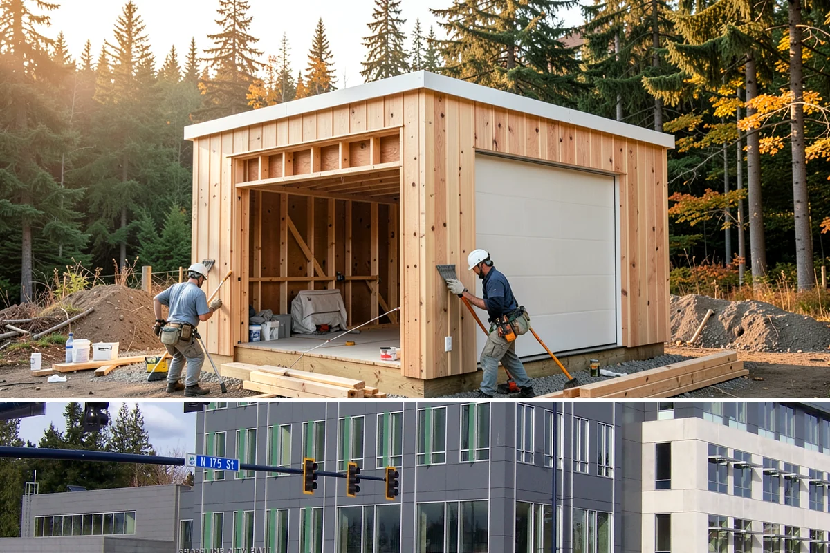 Pier and Beam Foundation in Shoreline, King County, WA - Pier and footing pours are timed around drier conditions, while the elevated design itself helps the home shed the region's wet...