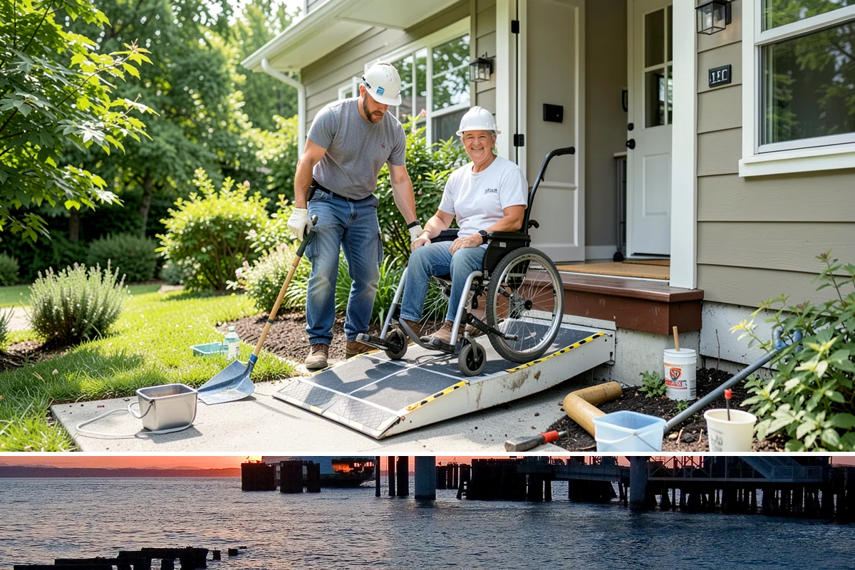 Platform Lift Installation in Edmonds, Snohomish County, WA - Outdoor platform lifts install best in drier months when concrete pads cure reliably, while indoor units fit any season.