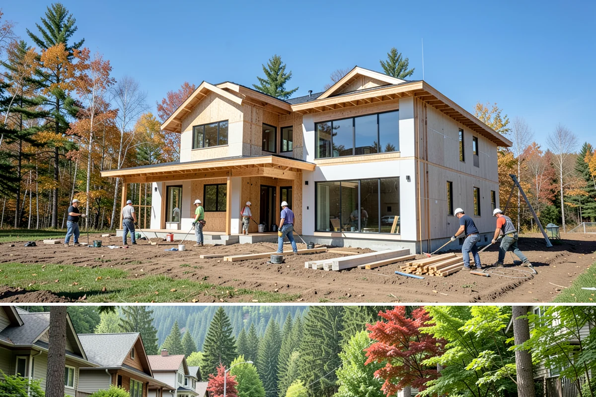 Pole Building Construction in Darrington, Snohomish County, WA - Post setting and shell work go up best in dry conditions, so summer keeps a pole-building project moving fast.