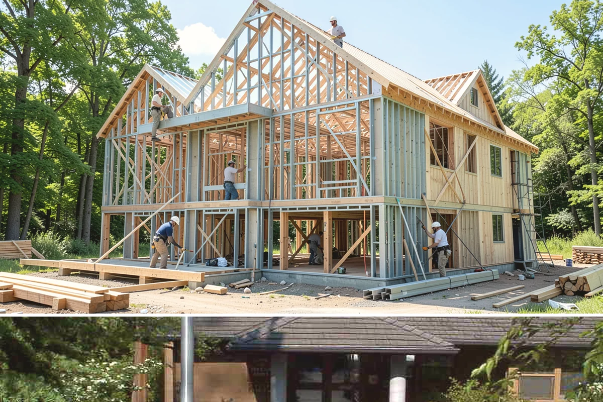 Pole Building Construction in Yarrow Point, King County, WA - Post setting and shell work go up best in dry conditions, so summer keeps a pole-building project moving fast.