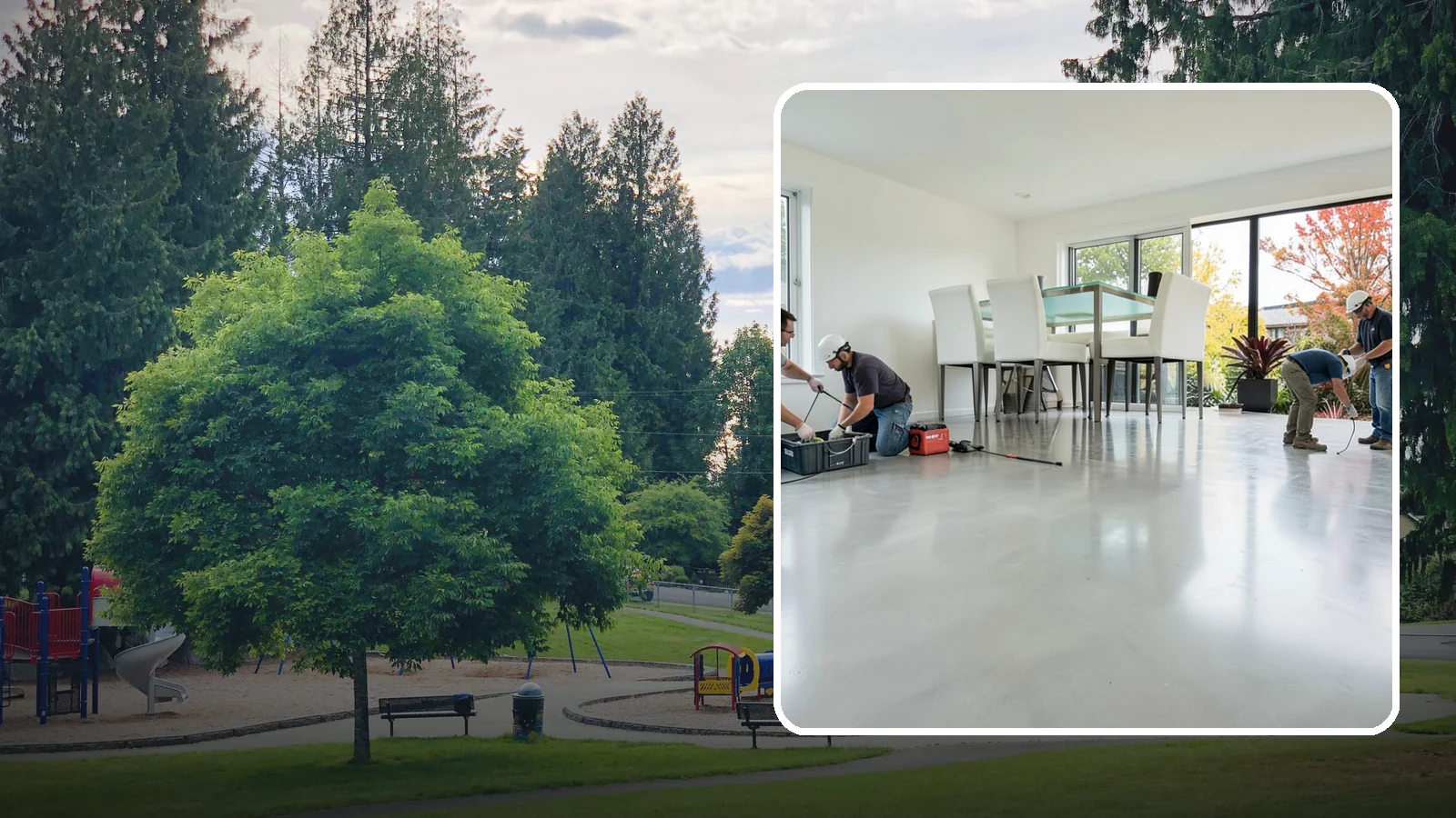 Polished Concrete Flooring in Bonney Lake, Pierce County, WA - Polished concrete flooring that turns a plain slab into a sleek, low-maintenance, modern surface.