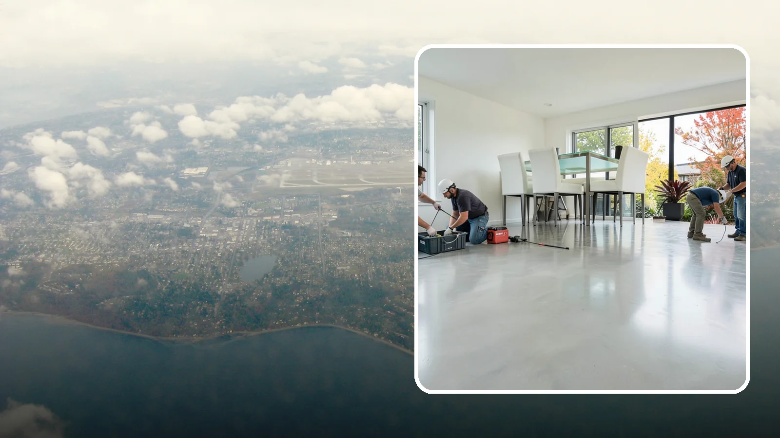 Polished Concrete Flooring in Burien, King County, WA - Polished concrete flooring that turns a plain slab into a sleek, low-maintenance, modern surface.