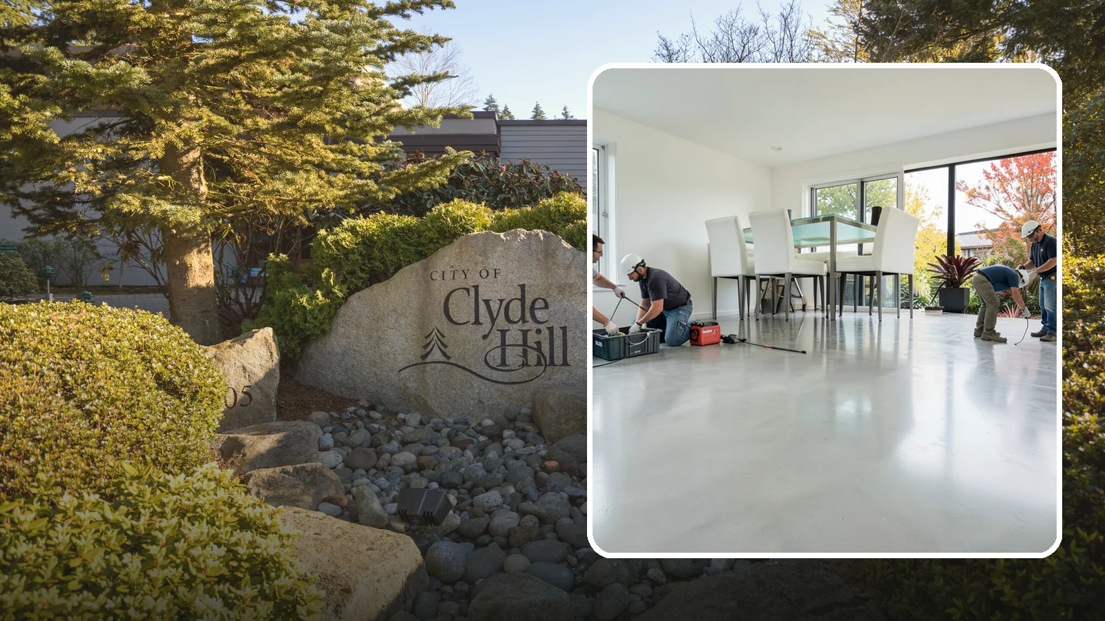 Polished Concrete Flooring in Clyde Hill, King County, WA - Polished concrete flooring that turns a plain slab into a sleek, low-maintenance, modern surface.