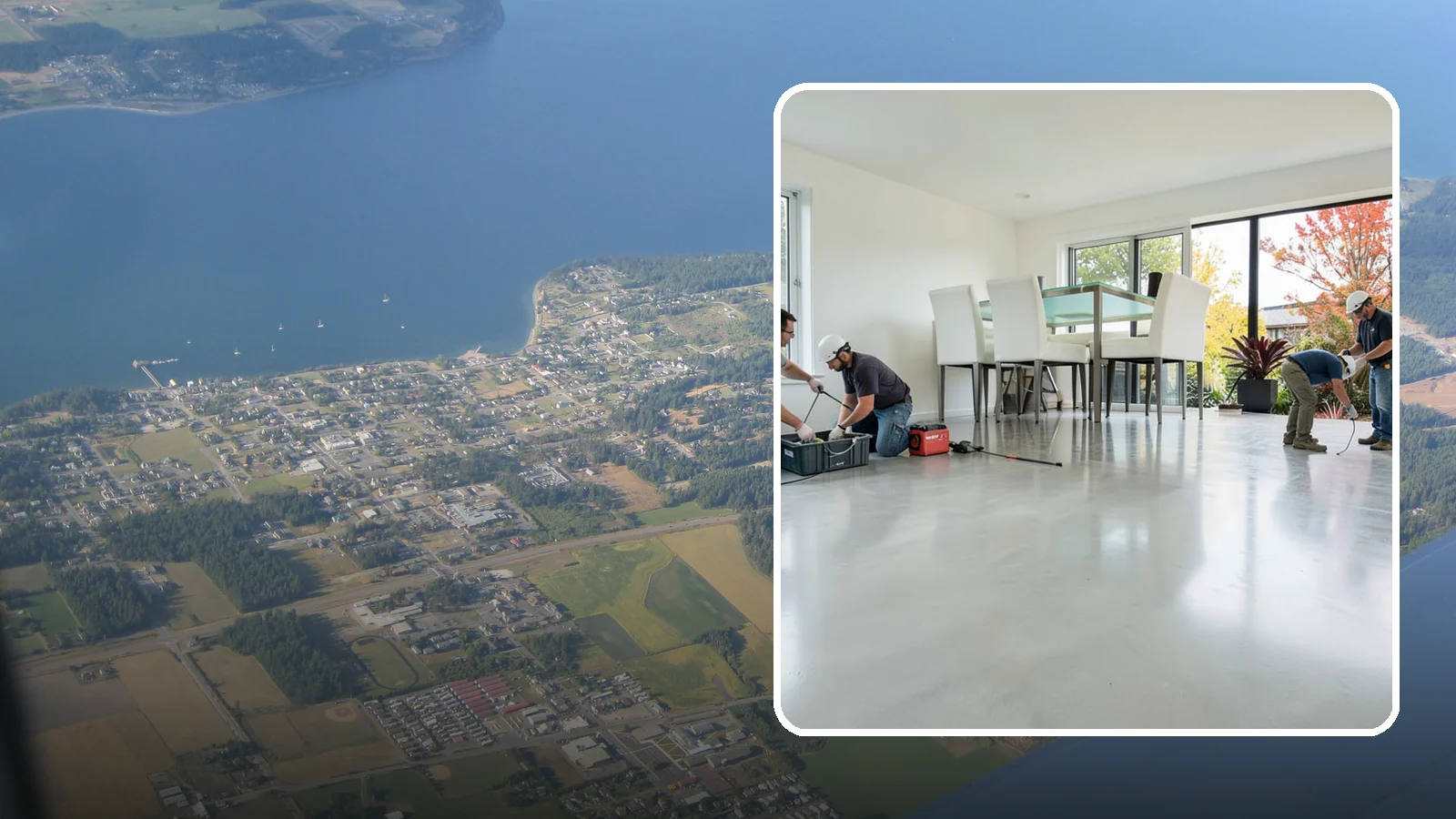 Polished Concrete Flooring in Coupeville, Island County, WA - Polished concrete flooring that turns a plain slab into a sleek, low-maintenance, modern surface.
