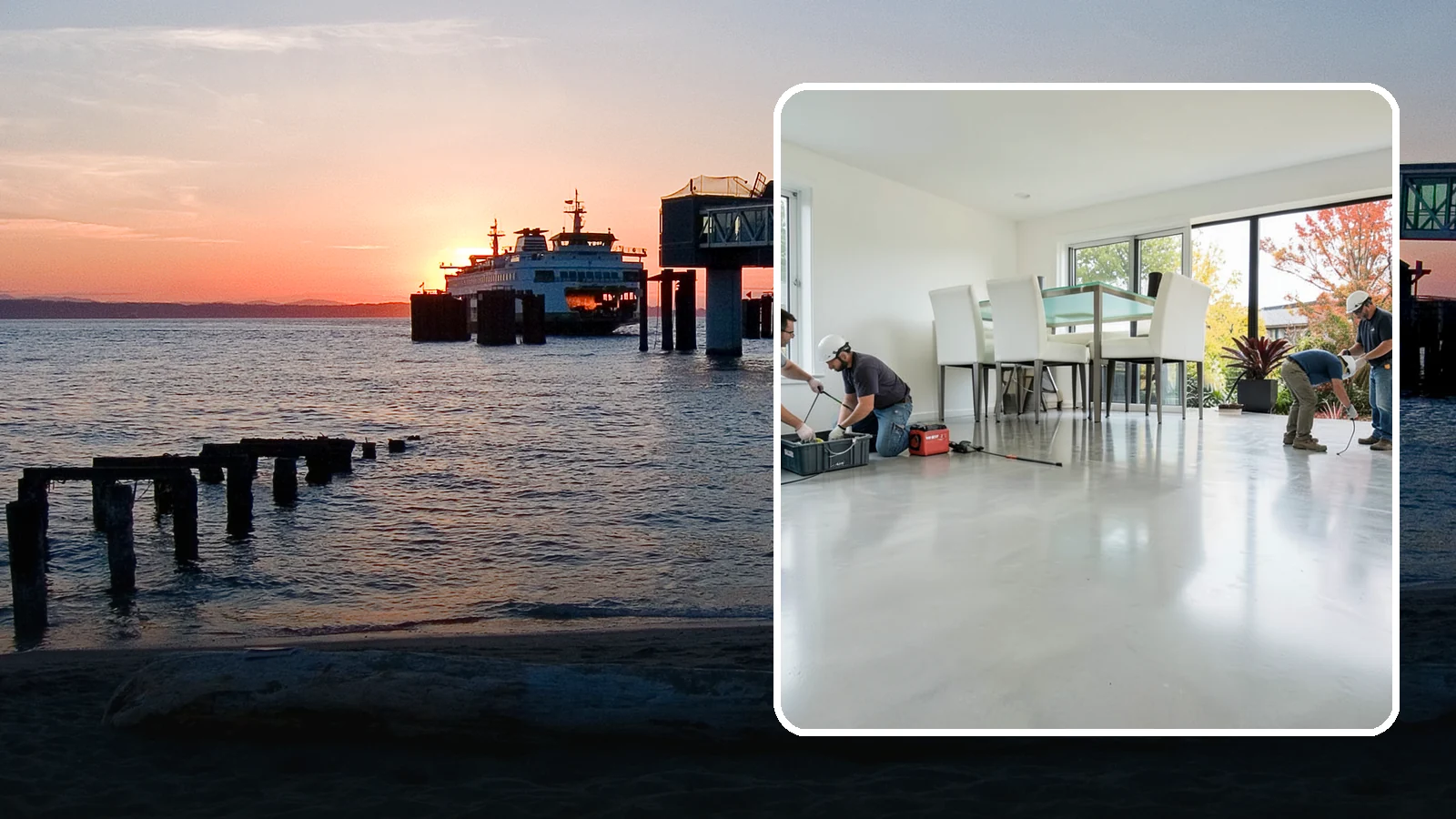 Polished Concrete Flooring in Edmonds, Snohomish County, WA - Polished concrete flooring that turns a plain slab into a sleek, low-maintenance, modern surface.