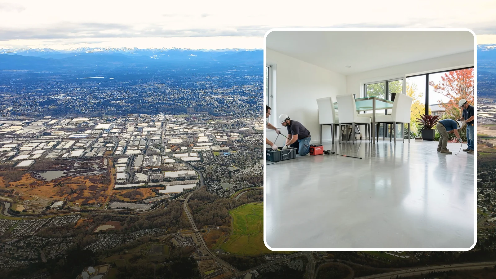 Polished Concrete Flooring in Kent, King County, WA - Polished concrete flooring that turns a plain slab into a sleek, low-maintenance, modern surface.