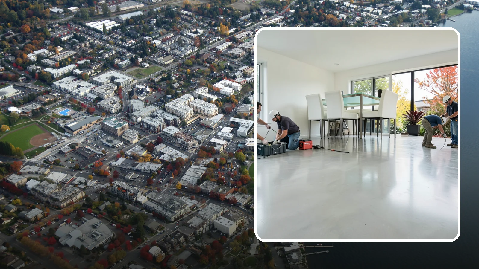 Polished Concrete Flooring in Kirkland, King County, WA - Polished concrete flooring that turns a plain slab into a sleek, low-maintenance, modern surface.