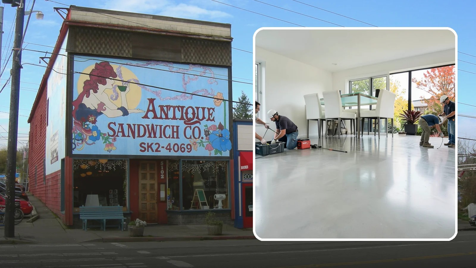 Polished Concrete Flooring in Ruston, Pierce County, WA - Polished concrete flooring that turns a plain slab into a sleek, low-maintenance, modern surface.