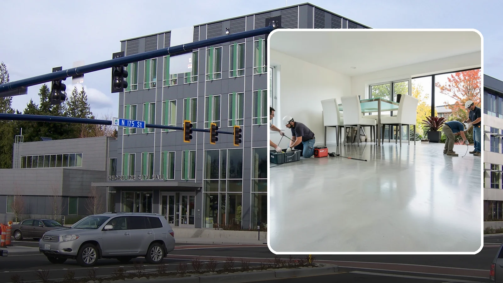 Polished Concrete Flooring in Shoreline, King County, WA - Polished concrete flooring that turns a plain slab into a sleek, low-maintenance, modern surface.