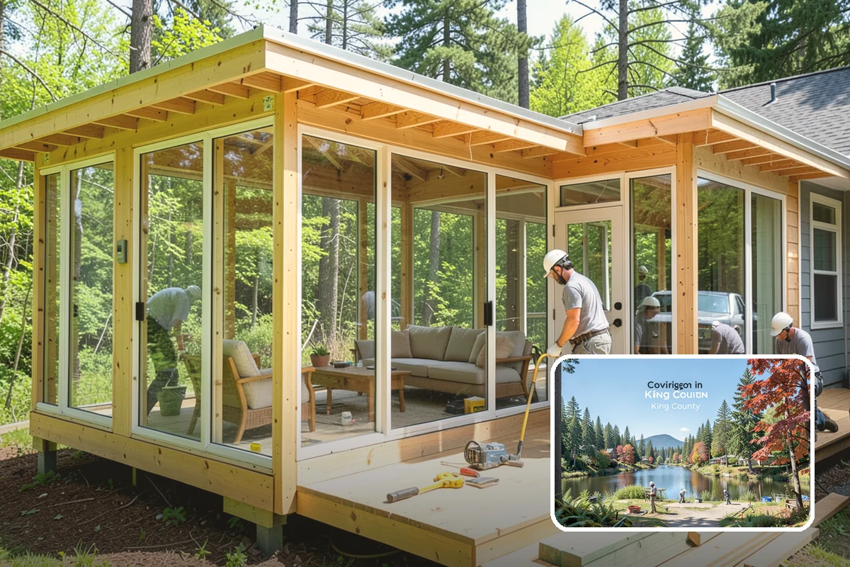 Pool House Construction in Covington, King County, WA - Adds changing rooms and equipment storage