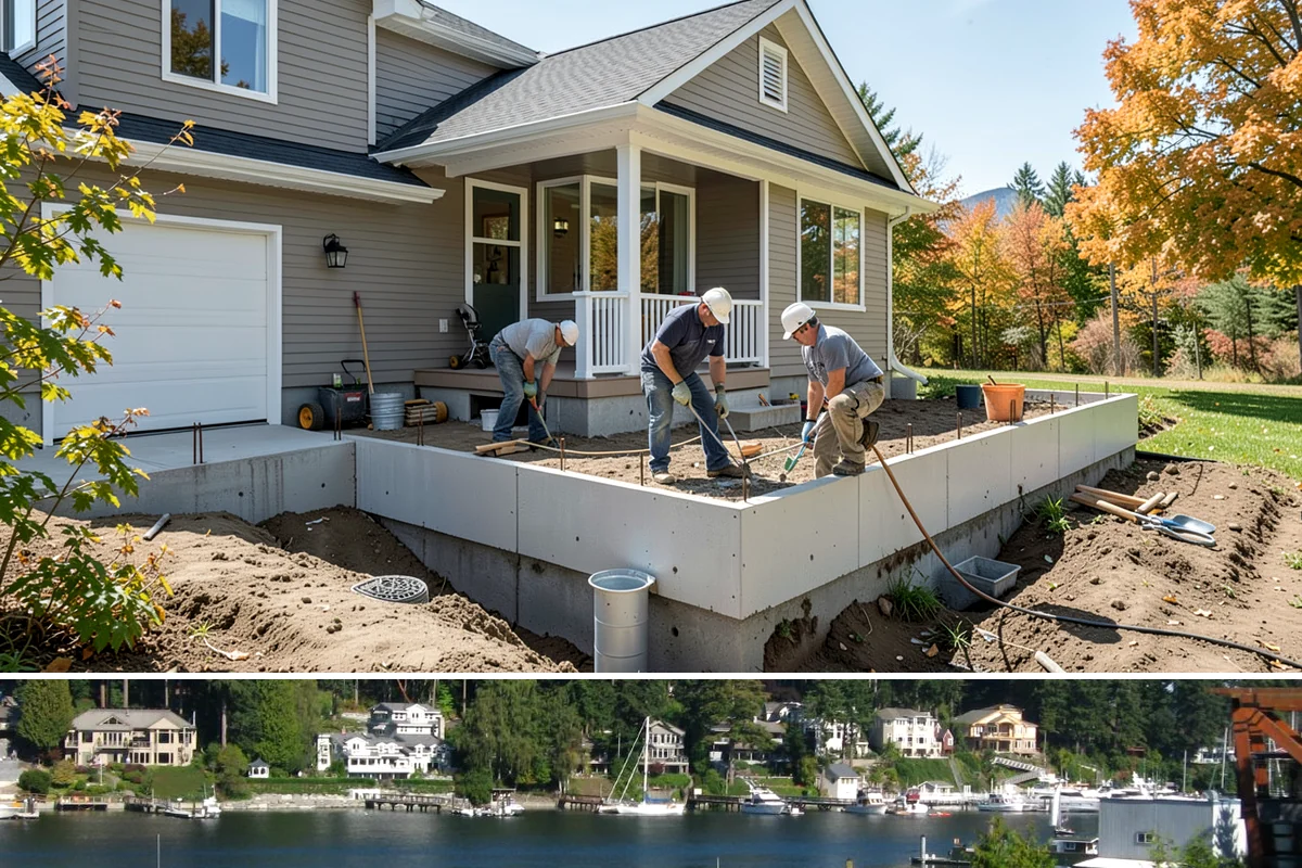 Pool House Construction in Gig Harbor, Pierce County, WA - Starting in spring keeps framing and roofing dry through the build before winter weather.