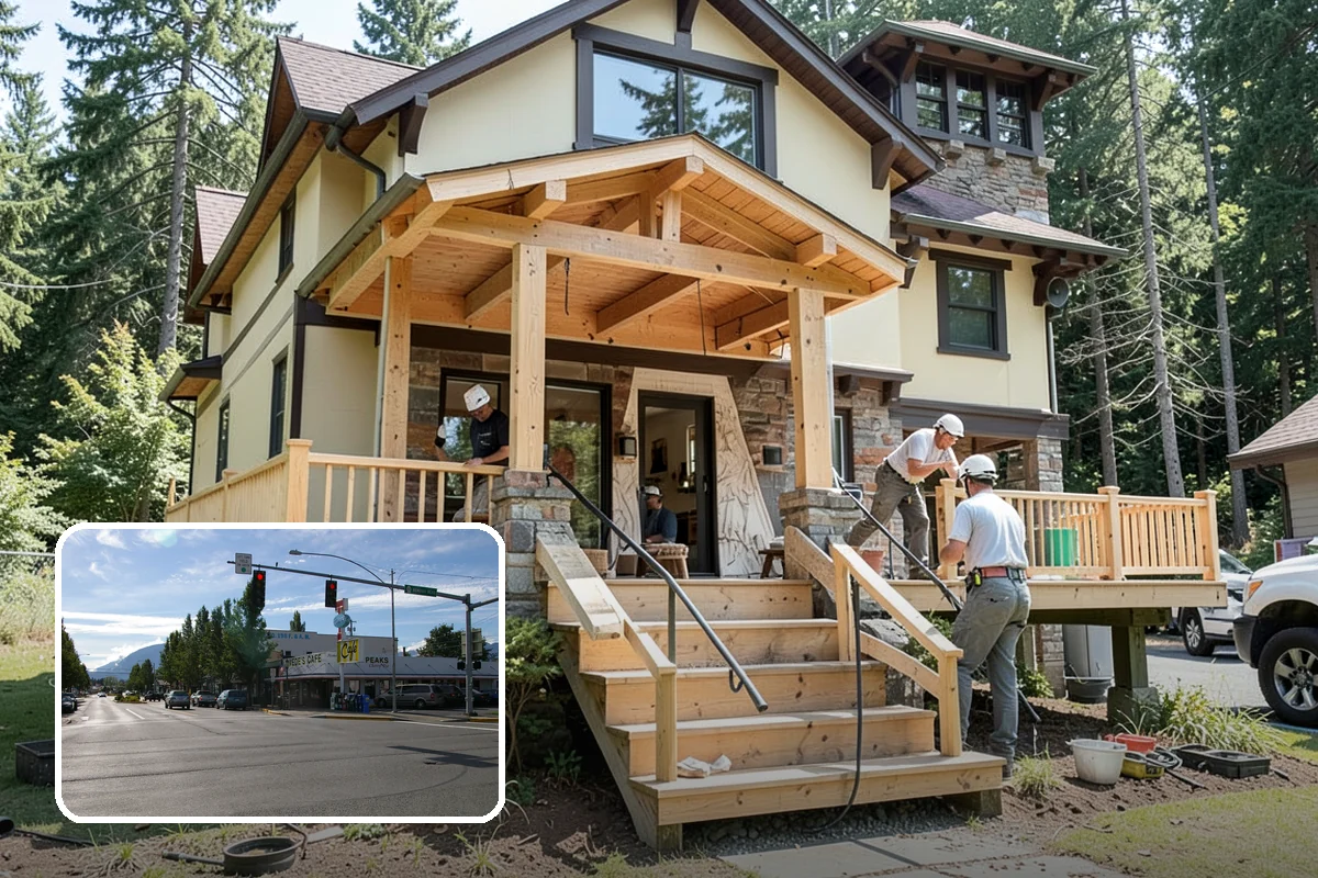 Pool House Construction in North Bend, King County, WA - Adds changing rooms and equipment storage