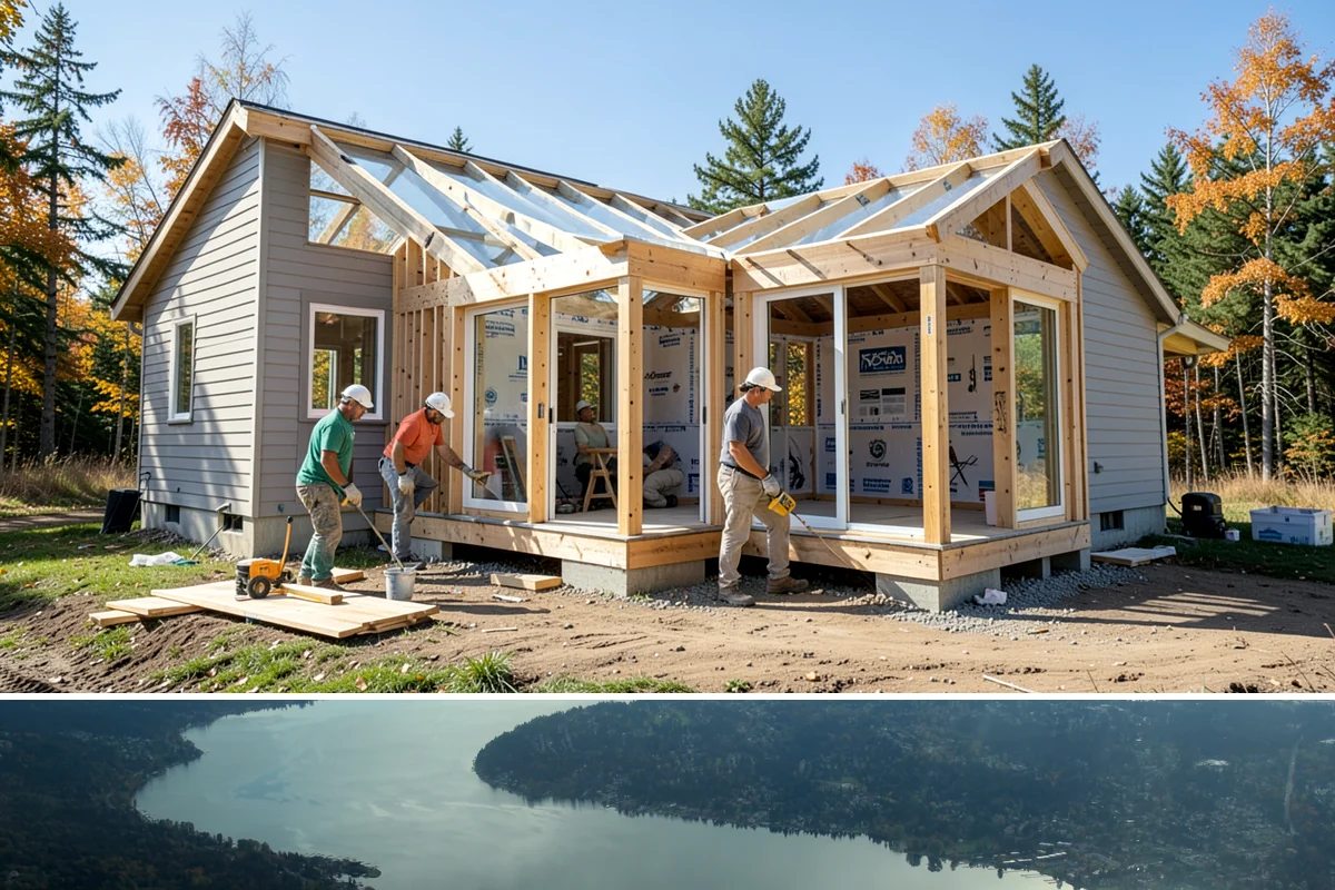 Pool House Construction in Sammamish, King County, WA - Starting in spring keeps framing and roofing dry through the build before winter weather.