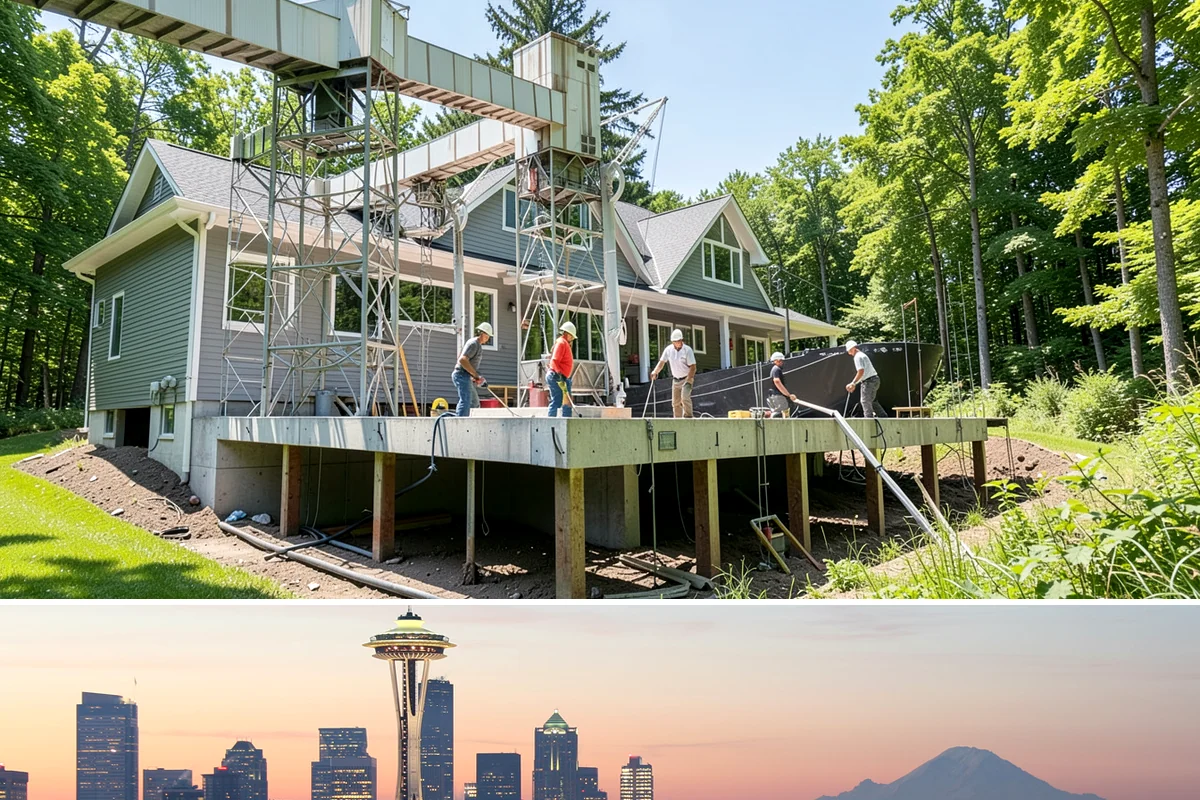 Pool House Construction in Seattle, King County, WA - Starting in spring keeps framing and roofing dry through the build before winter weather.
