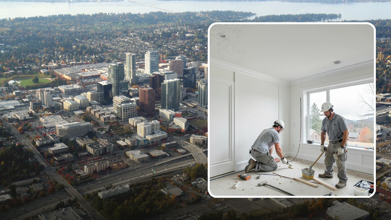 Popcorn Ceiling Removal in Bellevue, King County, WA - Popcorn ceiling removal strips dated texture and leaves a smooth, modern overhead finish.