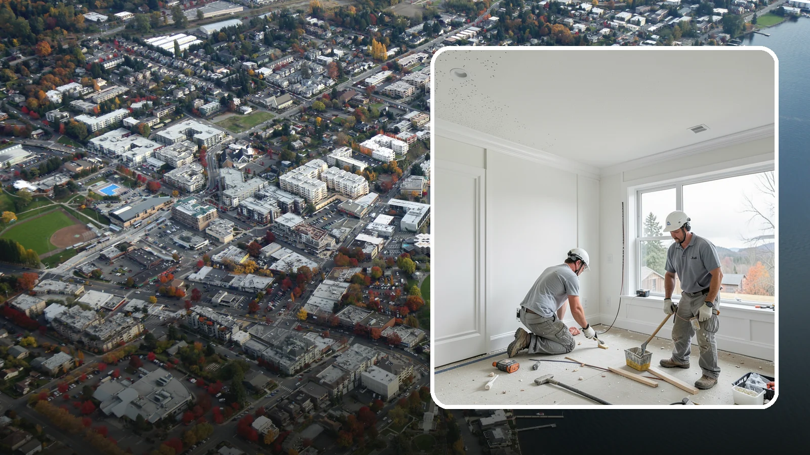Popcorn Ceiling Removal in Kirkland, King County, WA - Popcorn ceiling removal strips dated texture and leaves a smooth, modern overhead finish.