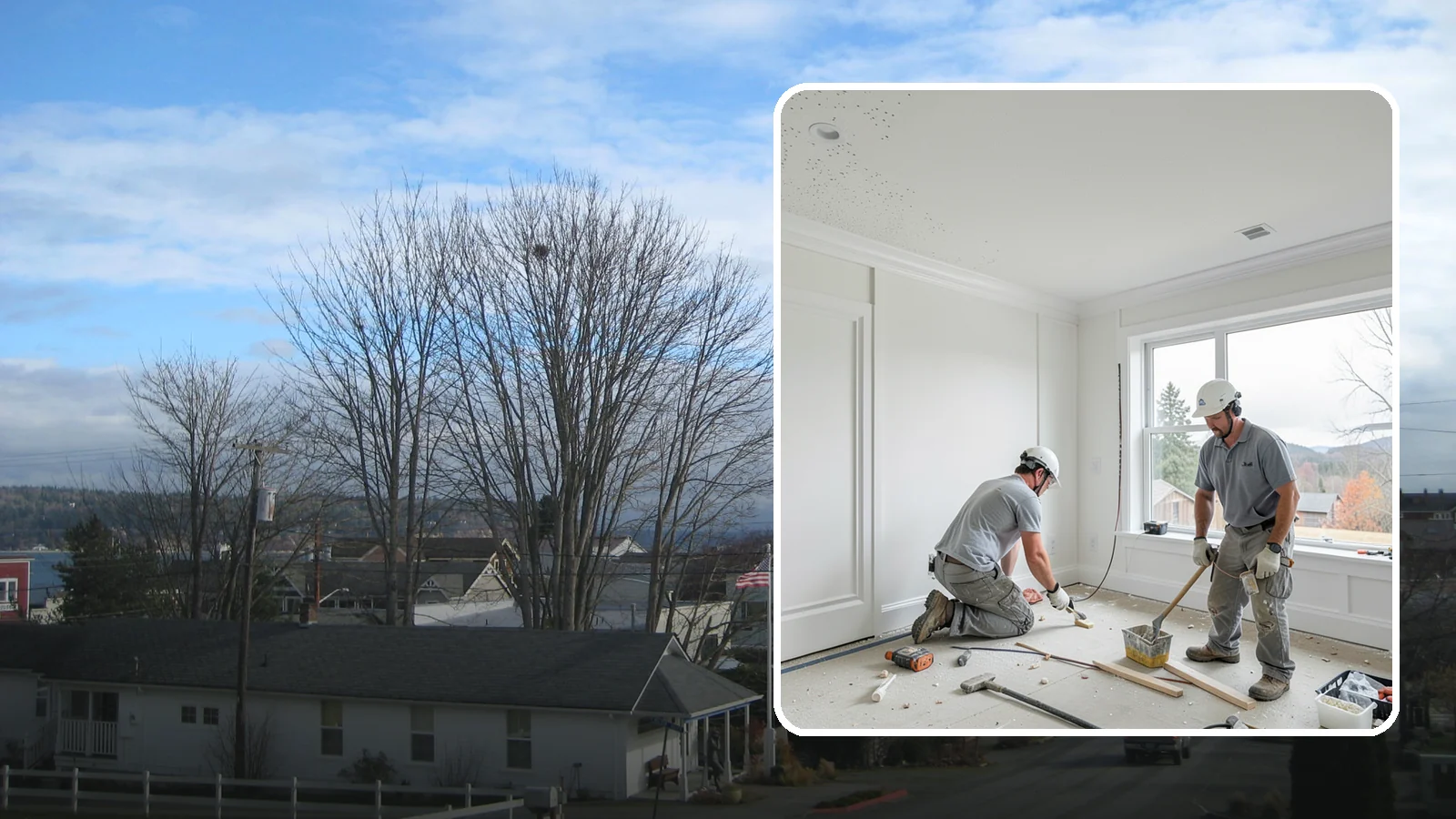 Popcorn Ceiling Removal in Langley, Island County, WA - Popcorn ceiling removal strips dated texture and leaves a smooth, modern overhead finish.