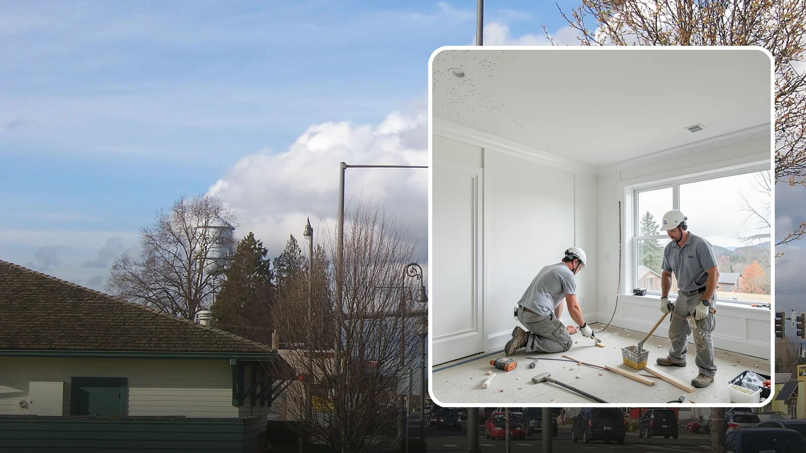 Popcorn Ceiling Removal in Marysville, Snohomish County, WA - Popcorn ceiling removal strips dated texture and leaves a smooth, modern overhead finish.