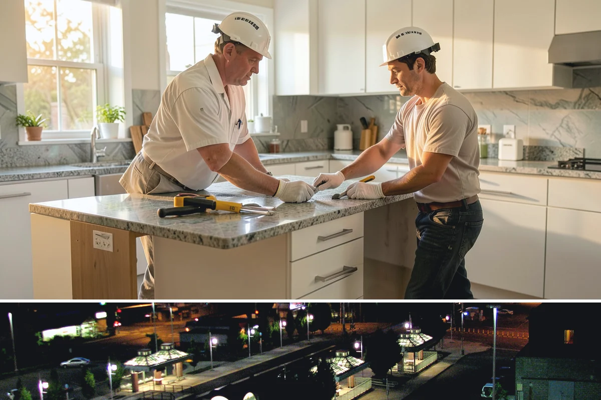 Porcelain Countertop Installation in Auburn, King County, WA - Porcelain countertops install indoors year-round, so PNW rain never affects the schedule.