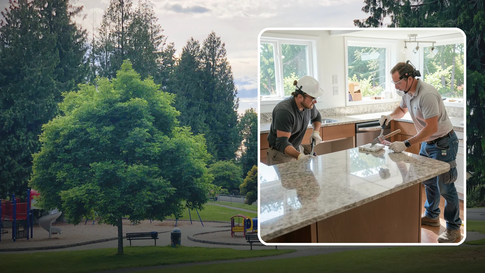 Porcelain Countertop Installation in Bonney Lake, Pierce County, WA - Ultra-durable porcelain countertop installation with slim profiles, heat resistance, and highly realistic stone looks.
