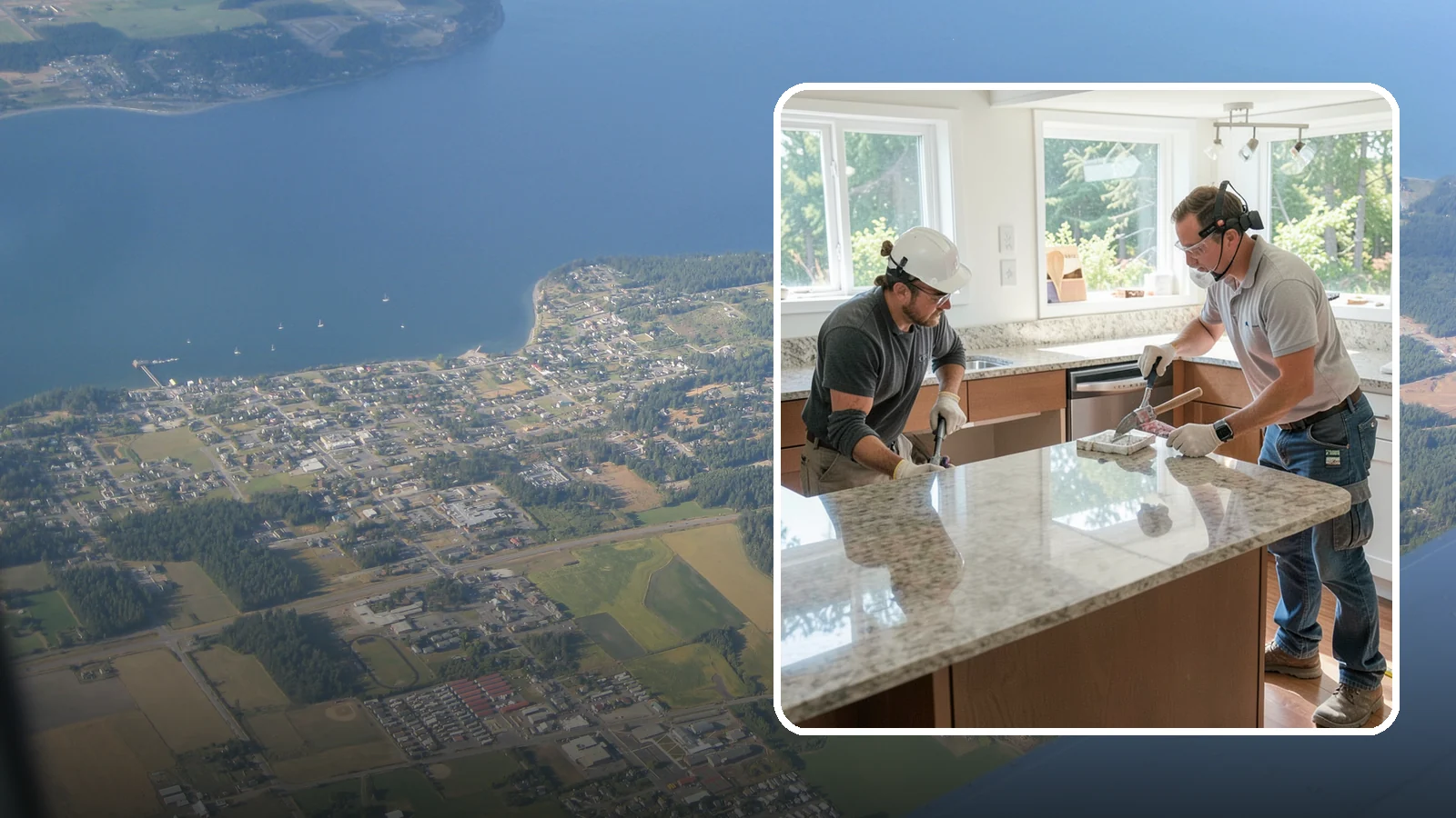 Porcelain Countertop Installation in Coupeville, Island County, WA - Ultra-durable porcelain countertop installation with slim profiles, heat resistance, and highly realistic stone looks.