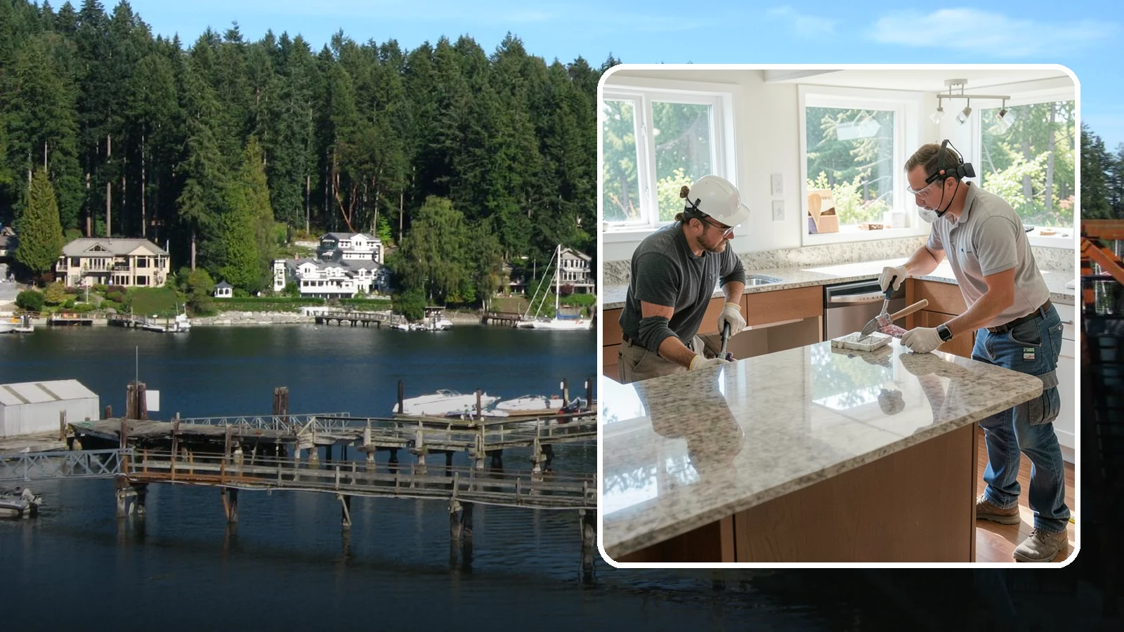 Porcelain Countertop Installation in Gig Harbor, Pierce County, WA - Ultra-durable porcelain countertop installation with slim profiles, heat resistance, and highly realistic stone looks.