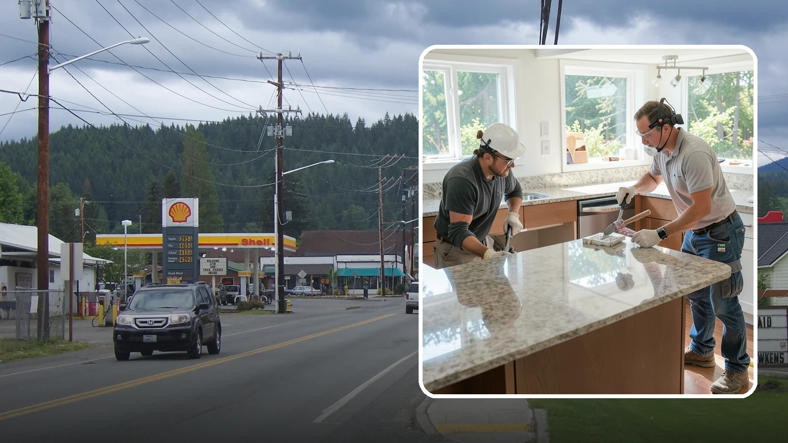 Porcelain Countertop Installation in Granite Falls, Snohomish County, WA - Ultra-durable porcelain countertop installation with slim profiles, heat resistance, and highly realistic stone looks.