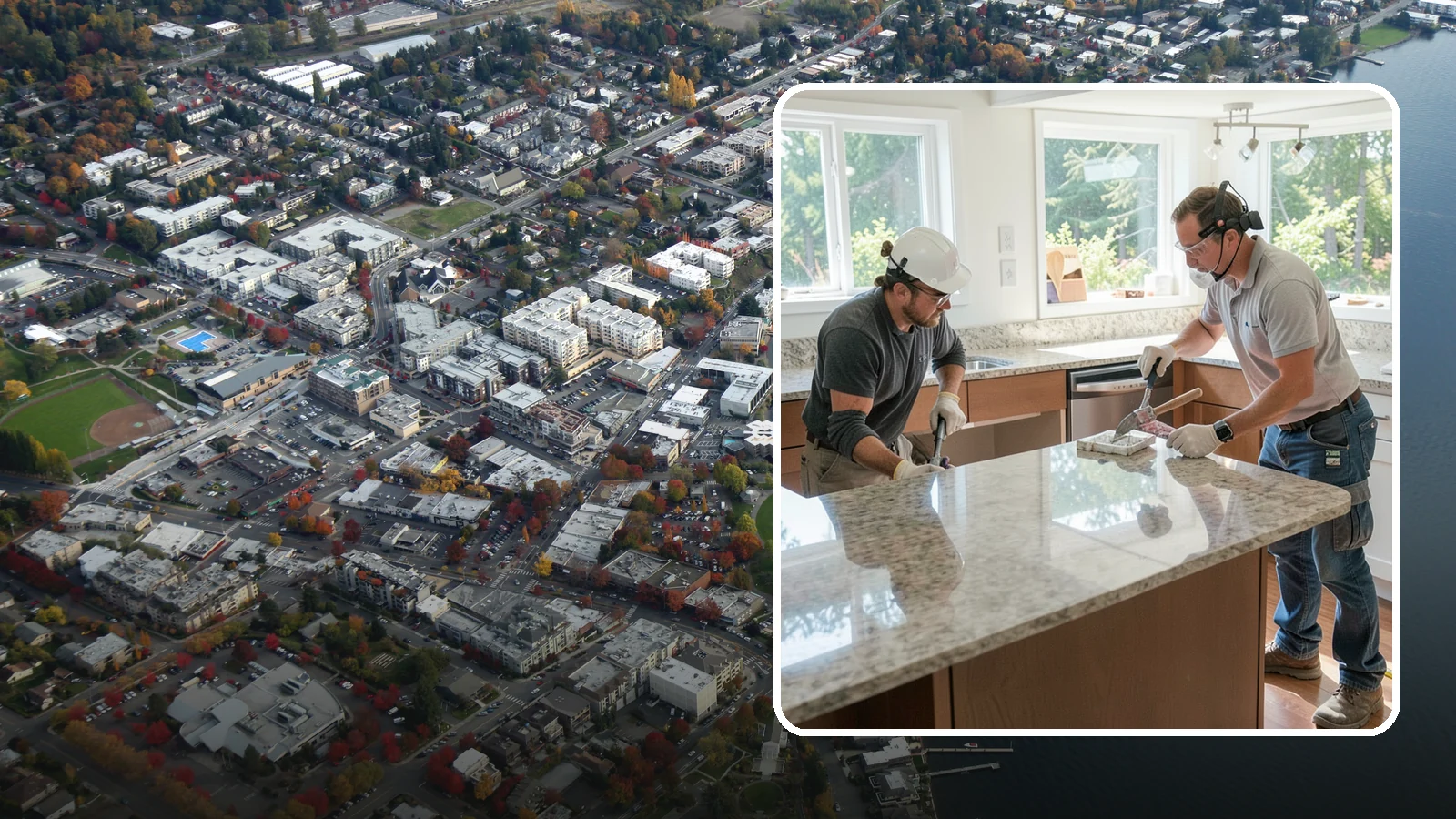 Porcelain Countertop Installation in Kirkland, King County, WA - Ultra-durable porcelain countertop installation with slim profiles, heat resistance, and highly realistic stone looks.