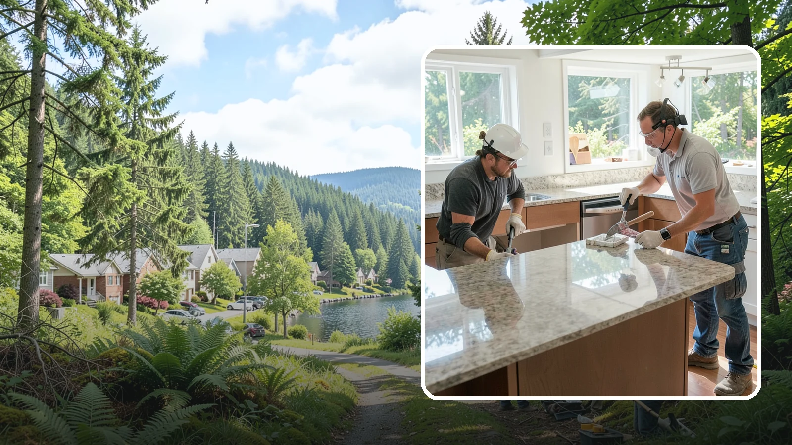 Porcelain Countertop Installation in Lake Forest Park, King County, WA - Ultra-durable porcelain countertop installation with slim profiles, heat resistance, and highly realistic stone looks.