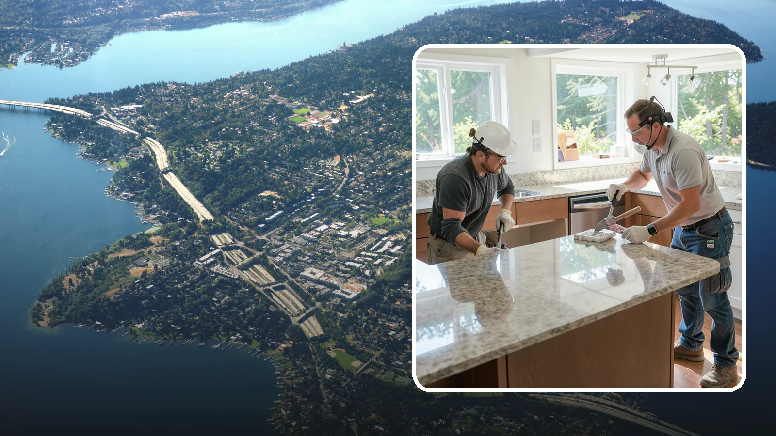 Porcelain Countertop Installation in Mercer Island, King County, WA - Ultra-durable porcelain countertop installation with slim profiles, heat resistance, and highly realistic stone looks.