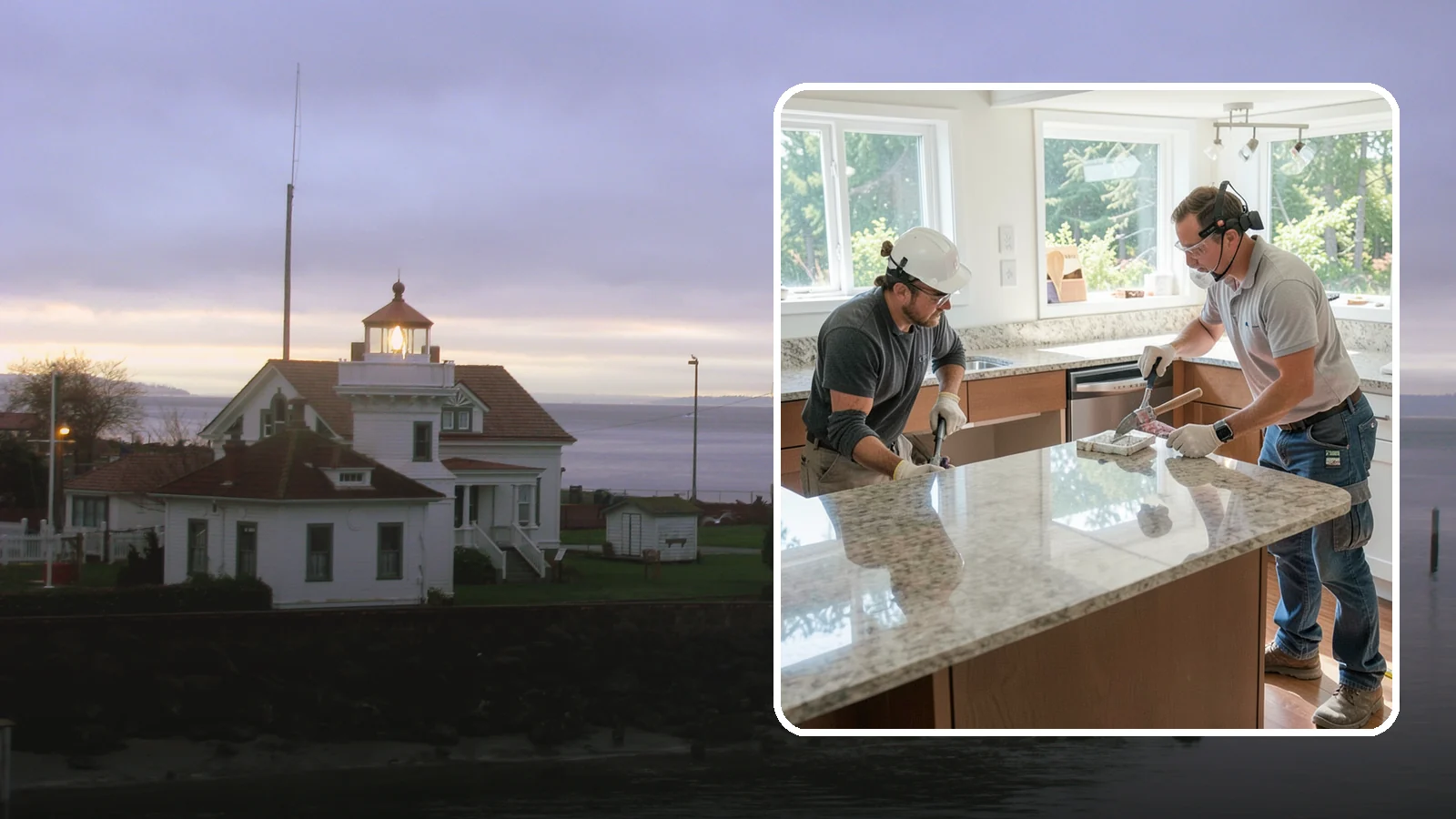 Porcelain Countertop Installation in Mukilteo, Snohomish County, WA - Ultra-durable porcelain countertop installation with slim profiles, heat resistance, and highly realistic stone looks.