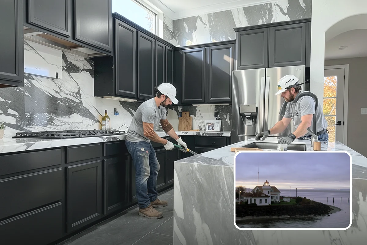 Porcelain Countertop Installation in Mukilteo, Snohomish County, WA - Extremely hard, scratch-resistant surface