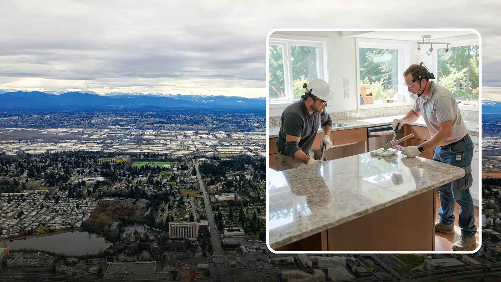 Porcelain Countertop Installation in SeaTac, King County, WA - Ultra-durable porcelain countertop installation with slim profiles, heat resistance, and highly realistic stone looks.