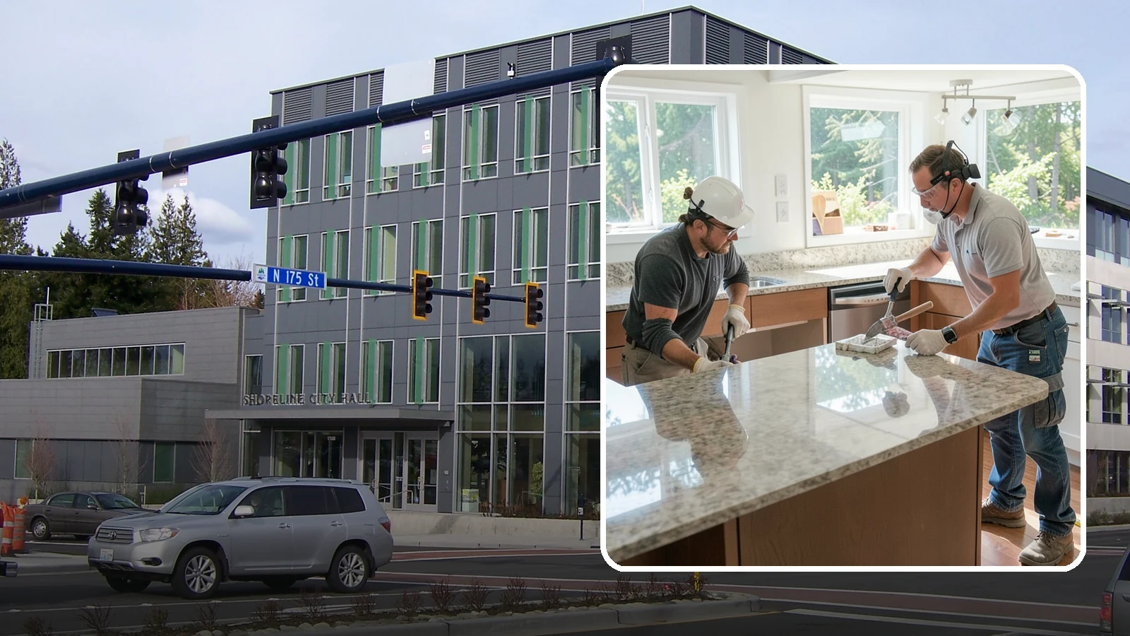 Porcelain Countertop Installation in Shoreline, King County, WA - Ultra-durable porcelain countertop installation with slim profiles, heat resistance, and highly realistic stone looks.