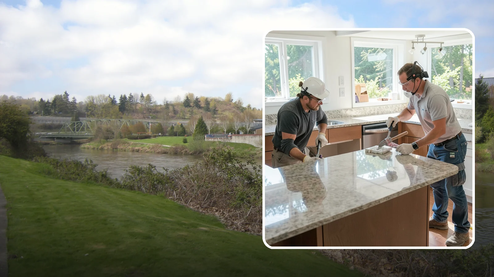 Porcelain Countertop Installation in Tukwila, King County, WA - Ultra-durable porcelain countertop installation with slim profiles, heat resistance, and highly realistic stone looks.