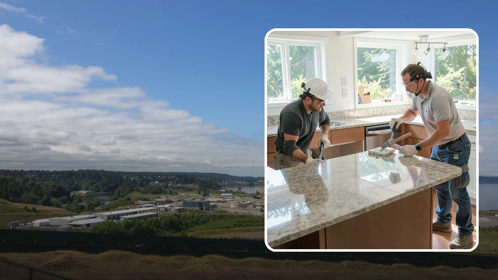Porcelain Countertop Installation in University Place, Pierce County, WA - Ultra-durable porcelain countertop installation with slim profiles, heat resistance, and highly realistic stone looks.