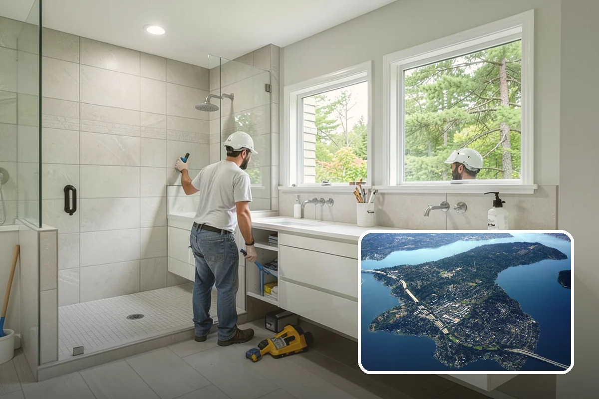 Porcelain Tile Flooring in Mercer Island, King County, WA - Near-zero water absorption for wet areas