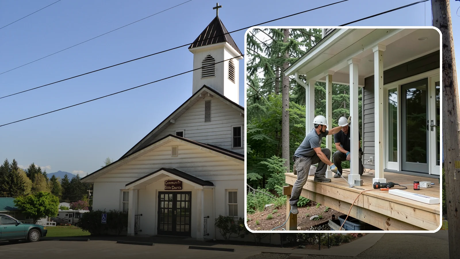 Porch Column Installation in Concrete, Skagit County, WA - Porch column installation that provides structural support and defines your home's front facade.