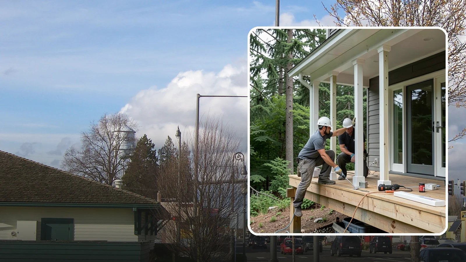 Porch Column Installation in Marysville, Snohomish County, WA - Porch column installation that provides structural support and defines your home's front facade.