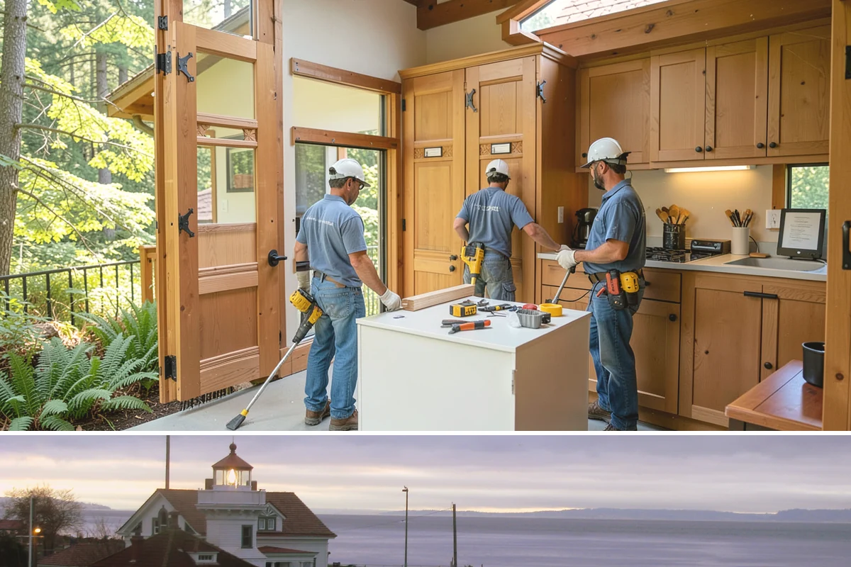 Porch Column Installation in Mukilteo, Snohomish County, WA - Column work fits any time of year, with dry weather preferred for exterior painting and finishing.