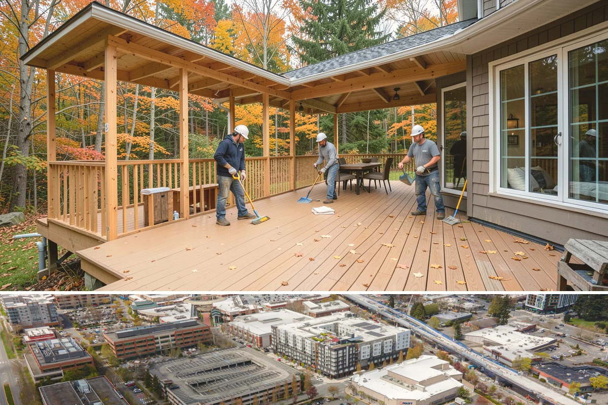 Porch Column Installation in Redmond, King County, WA - Column work fits any time of year, with dry weather preferred for exterior painting and finishing.