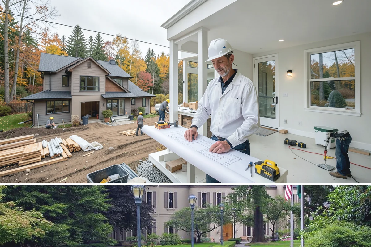 Porch Column Installation in Woodinville, King County, WA - Column work fits any time of year, with dry weather preferred for exterior painting and finishing.